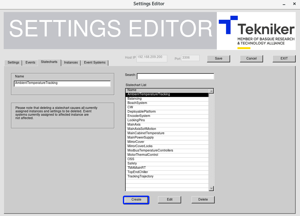 Create statechart selected