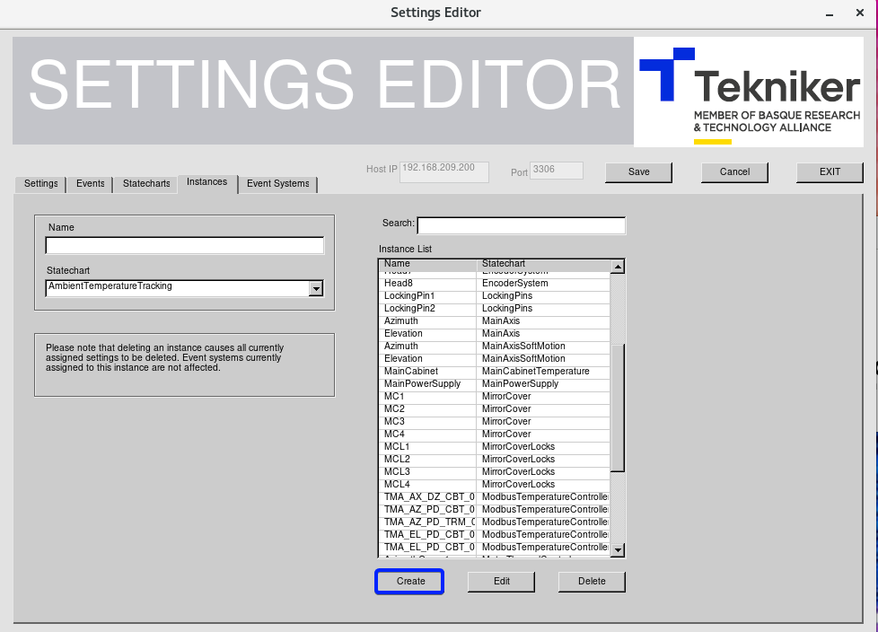 Create statechart selected