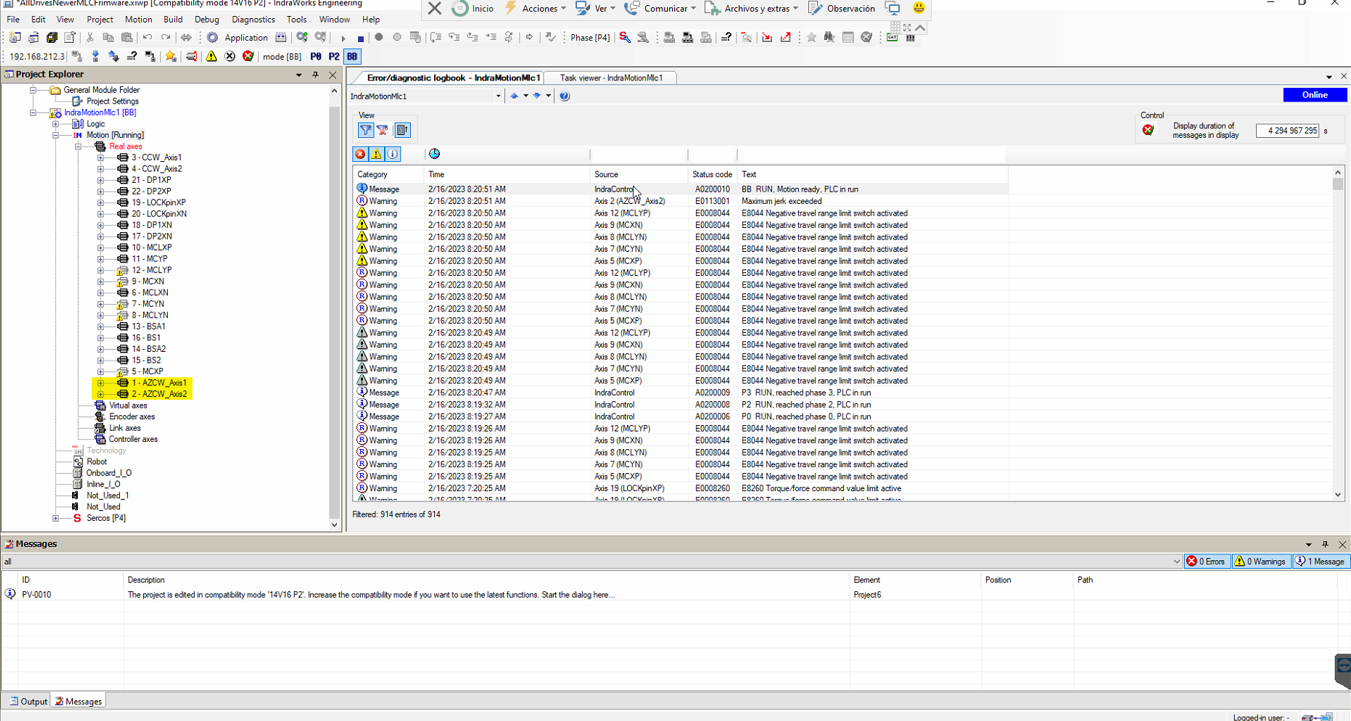 ACW motors in the Indraworks Engineering Tool