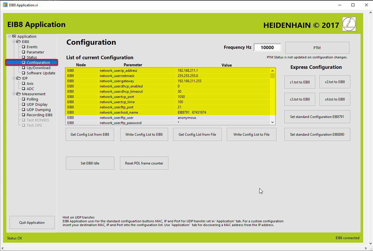 Network parameters in the EIB