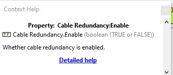 Cable Redundancy Property Context Help