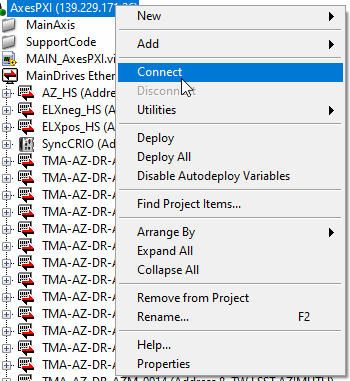connect to AXES PXI