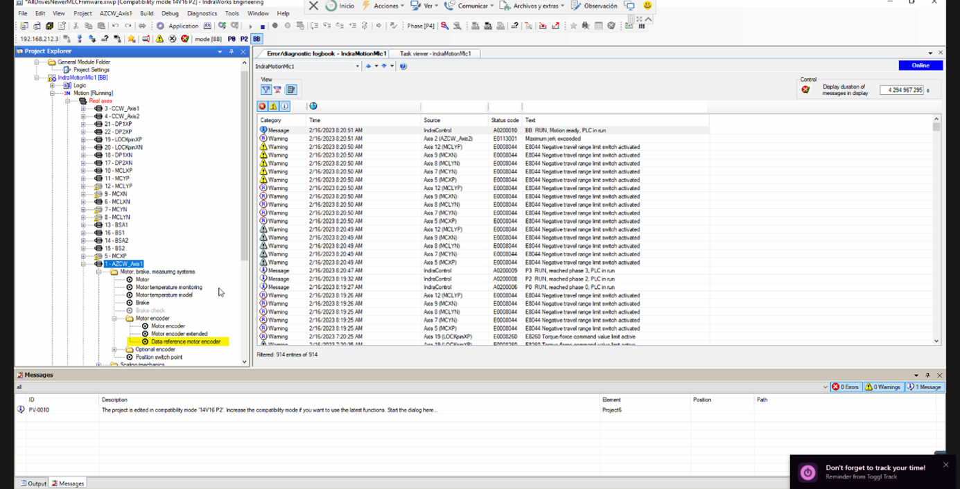 Data reference motor encoder page