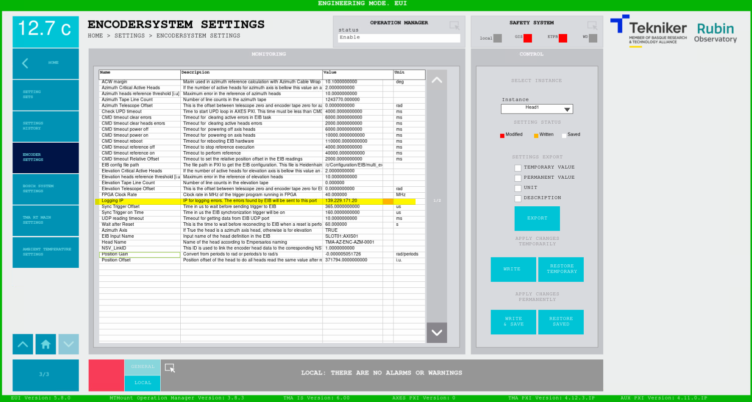 Encoder settings