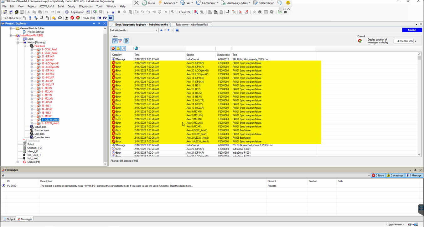 Indraworks connected with sync failures