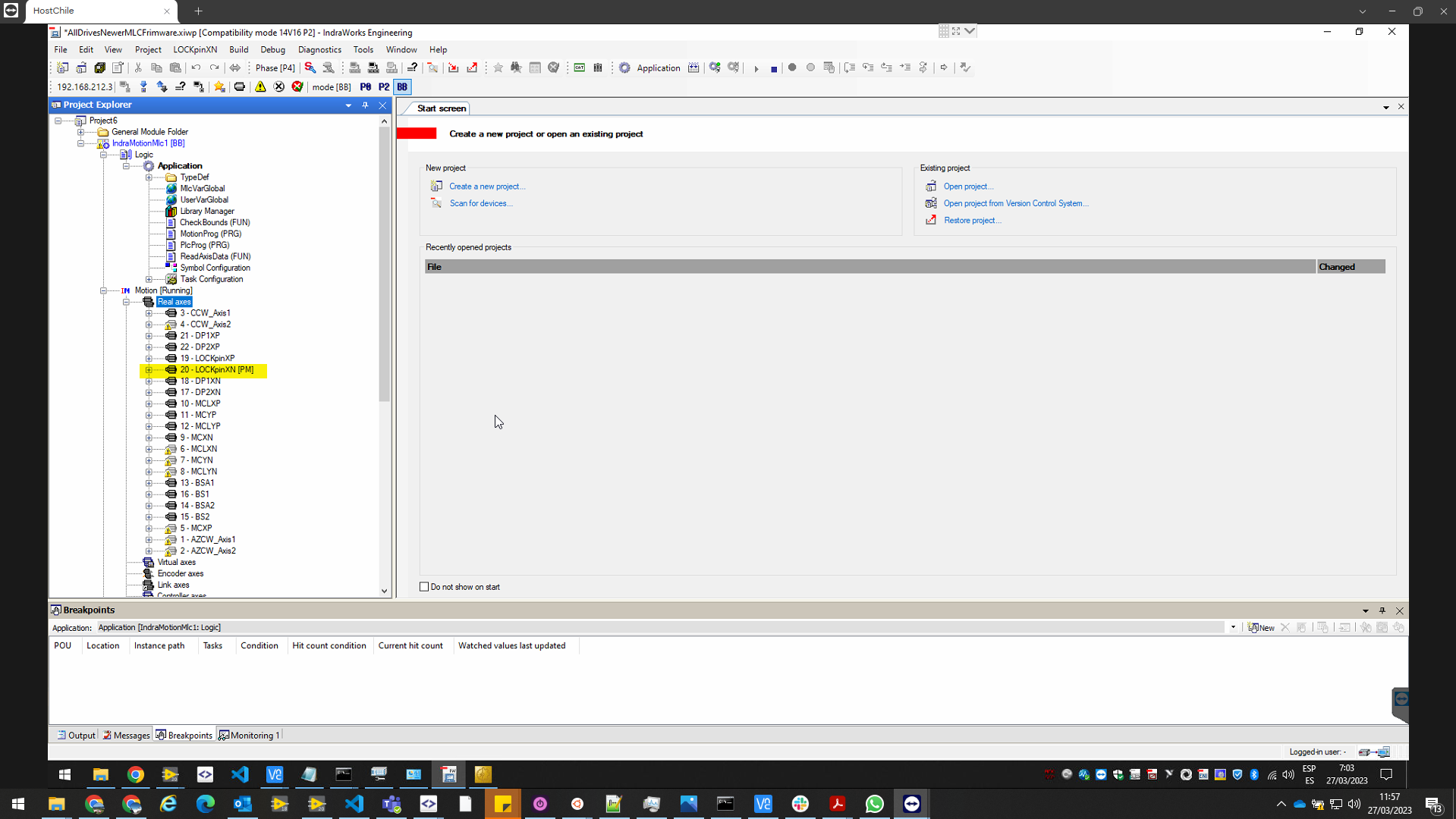 Parametrization Mode enabled in the drive