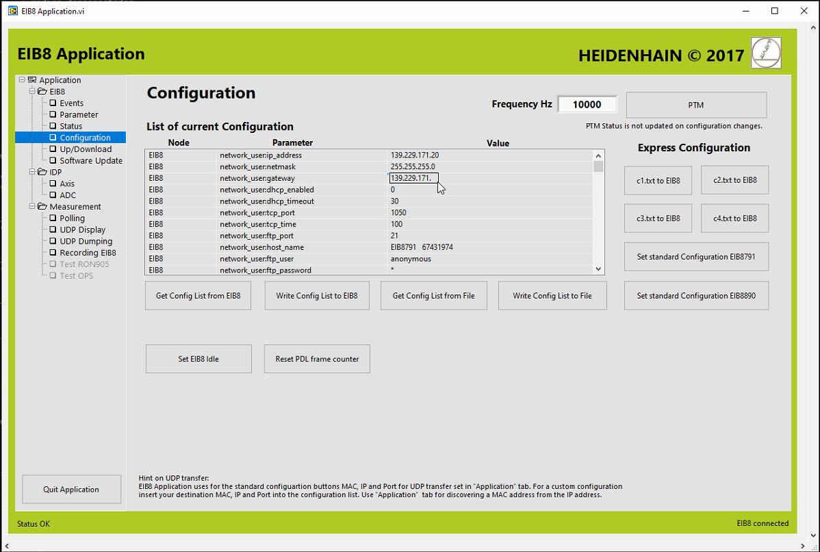 updating an EIB parameter