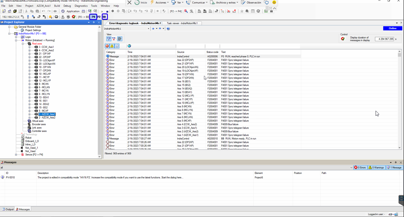 Manage Sercos ring status