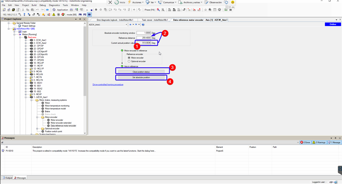 Recover the ACW encoder position