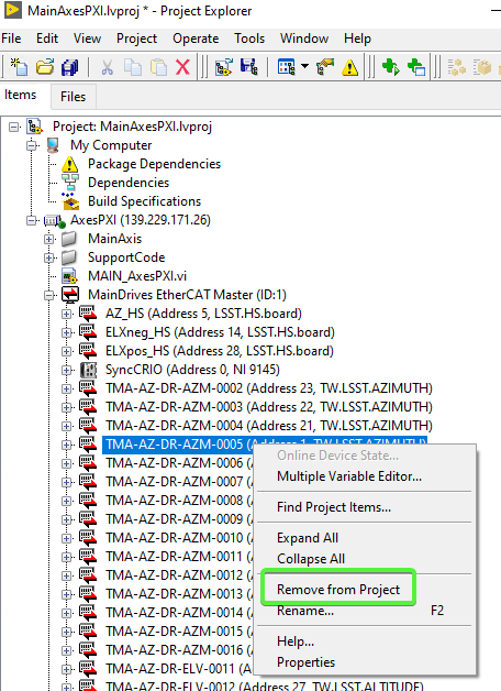 RemoveDriveFromProject