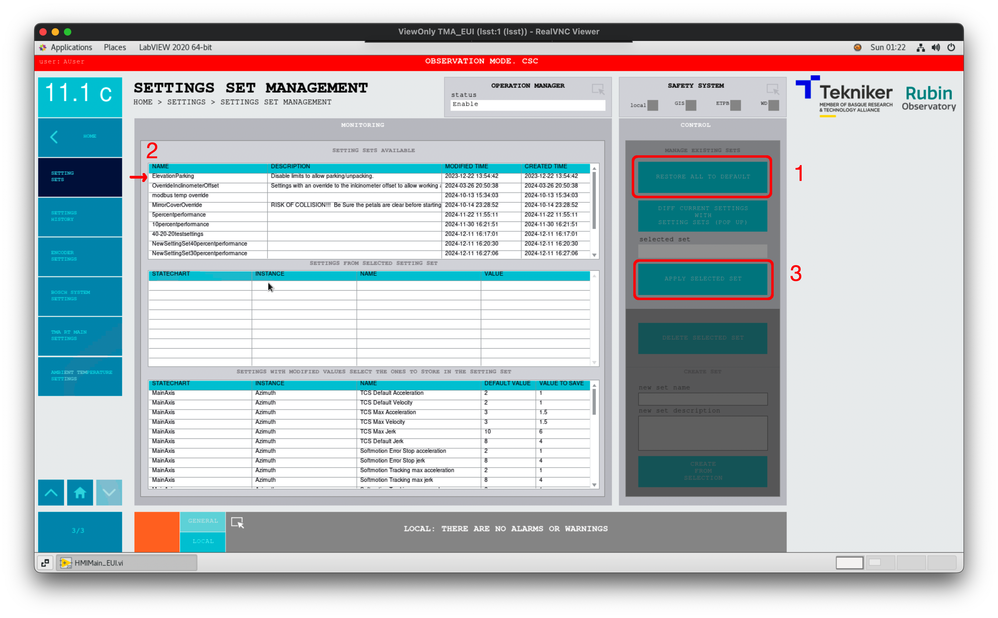 Settings set management
