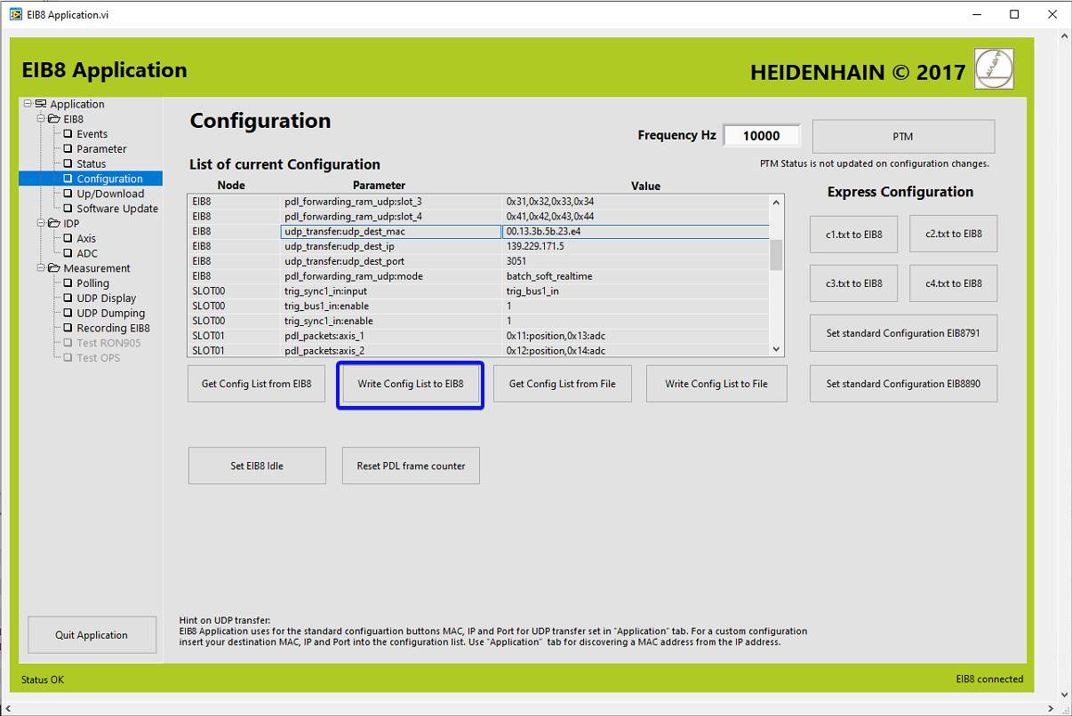 Write the Configuration to the EIB