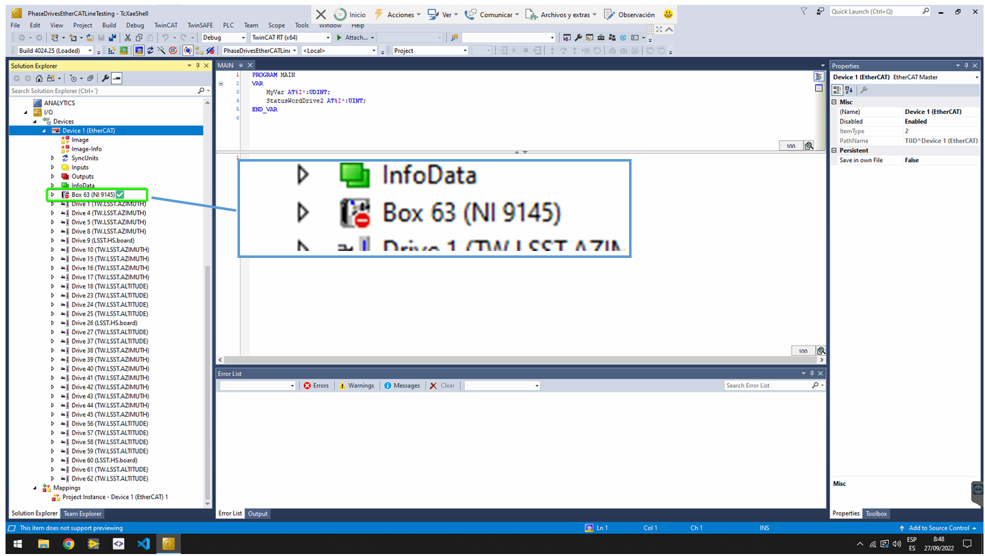 cRIO disabled in the EtherCAT master