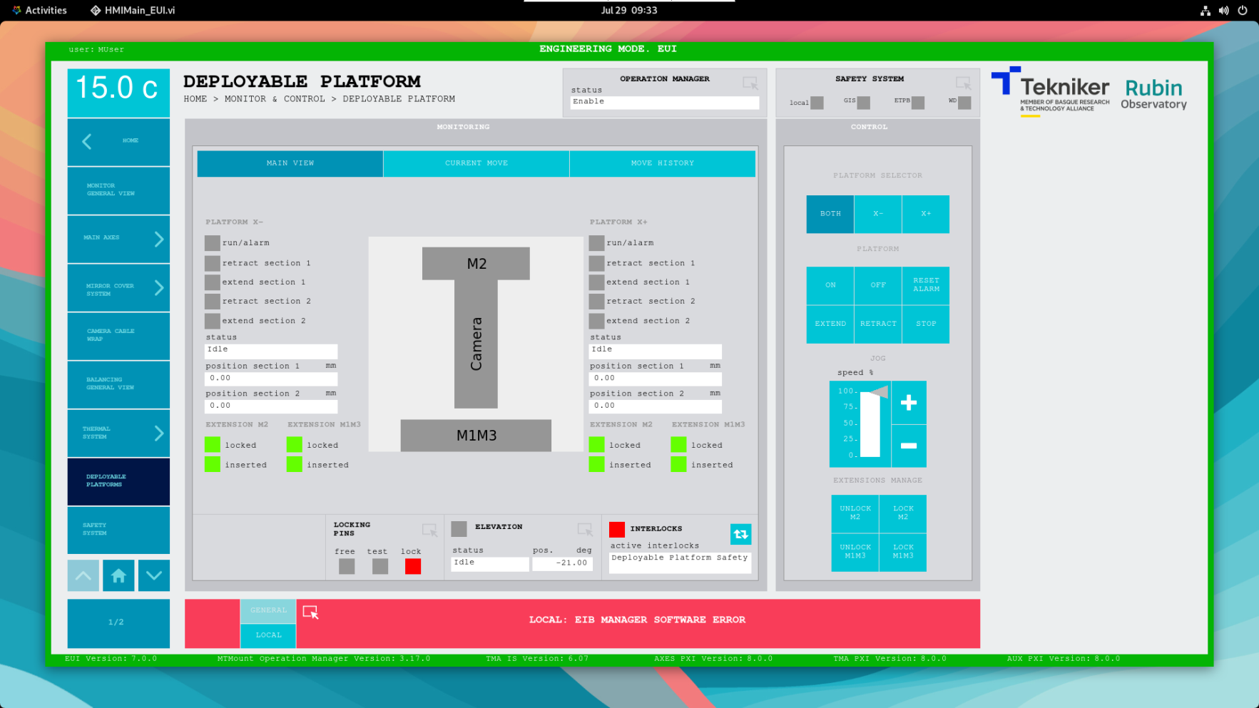 Deployable platform initial condition