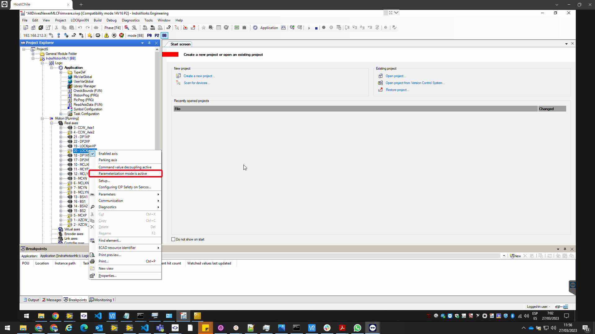 Enable Parametrization Mode in the drive